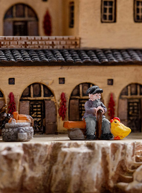 新中式微景观窑洞摆件创意装饰复古风客厅M办公室笔筒收纳室内桌