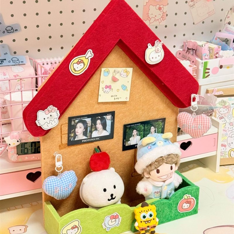 可爱小房子毛毡卡通软木板新款装饰照G片墙面墙免打孔留言板不伤 - 图2