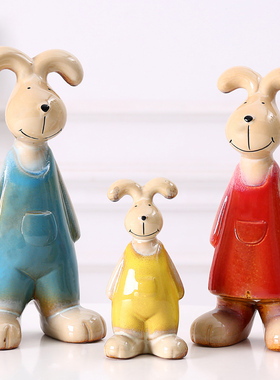 创意动物陶瓷摆件 家居饰品窑变釉情侣工艺品新婚礼物办公室摆设