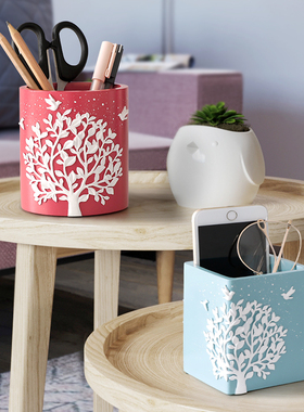 笔筒创意时尚小清新学r生儿童摆件简约可爱收纳笔座办公文具盒
