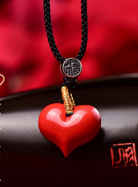 朱砂精品红砂爱心项链吊坠正品高含量毛衣链锁骨链手机挂源头