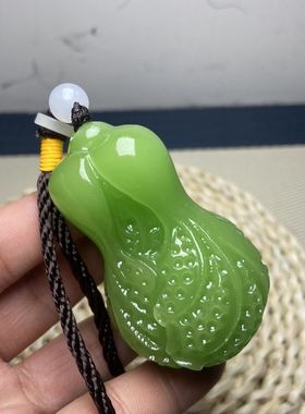天然和田玉青玉雕白菜百财摆件文玩手把件汽车招财车挂件解压把玩