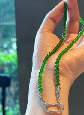 新中式碧玉项链万能扣玉髓串珠项链女高级感一款多戴配饰项链礼物