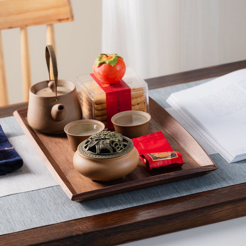 黑胡桃木长方形酒店餐盘餐厅端菜盘日式茶盘实木水果盘子木质托盘 - 图1