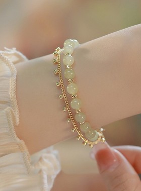 在逃公主*天然和田玉手链ins小众设计仙气少女2022新款手链女