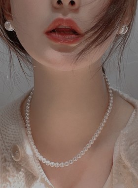 倾尽年华ins博主fever同款小众设计贝珠项链女精致网红轻奢锁骨链