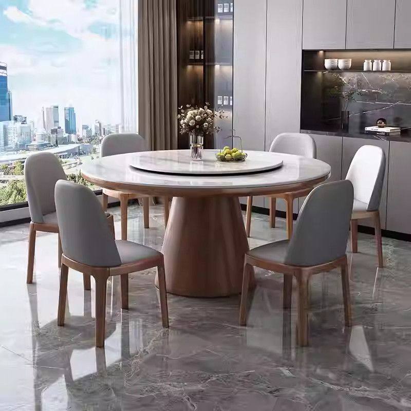 岩板原木餐桌椅组合轻奢现代简约吃饭桌实木家用小户型带转盘圆桌,淘宝优惠券,粉丝福利购,淘宝优惠卷