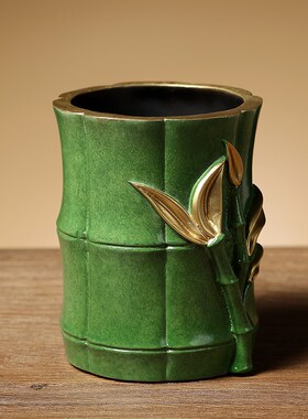 铜一家节节高升复古笔筒铜摆件办公室书房教师送X老师领导礼品