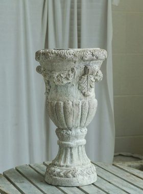 北欧风格复古罗马柱花缸花盆摆件 包邮 手工做旧花园杂货橱窗陈列