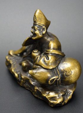 黄铜济公摆件家居饰品创意生日礼物客厅书房办公室桌面摆设铜济公