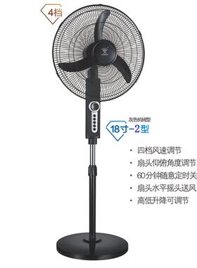 钻石牌电风扇家用18寸落地扇牛角扇多档风速风力强劲摇头定时立式