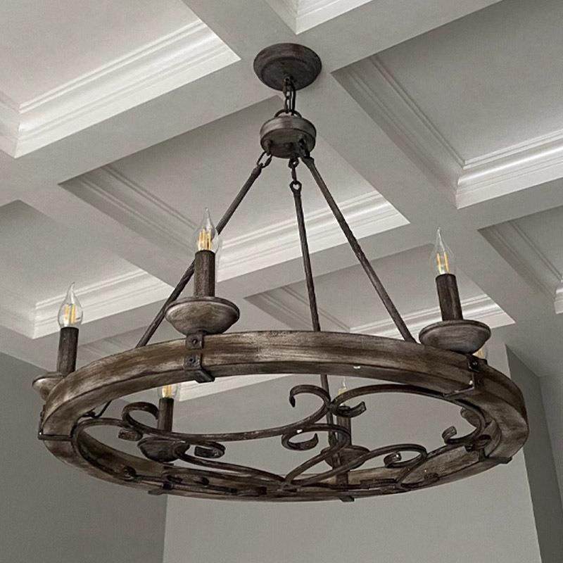 美式复古工业风木艺车轮吊灯客厅灯餐厅灯饰设计师卧室别墅灯具,淘宝优惠券,粉丝福利购,淘宝优惠卷