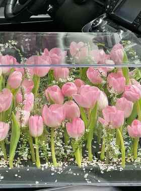 亚克力全透明PC亚克花盒方形鲜花插花盒抱抱玫瑰花盒花艺包装材料