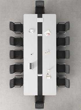 简约现代板式长形桌椅组合高档商用接待洽谈电脑工作台会议桌