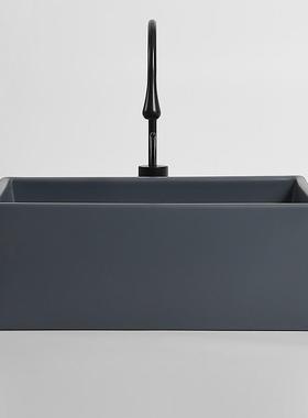 超深台上盆黑色哑光陶瓷洗脸洗手洗衣盆单盆阳台厨房洗菜池防溅水