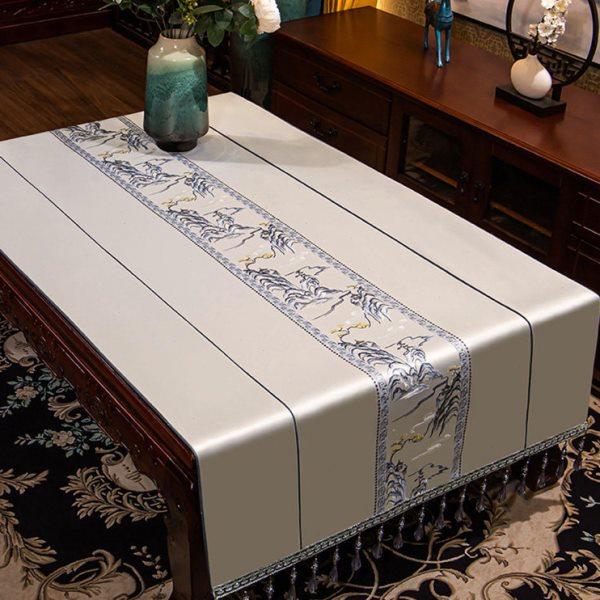 新中式茶几桌布客厅轻奢椭圆形台布家用长方形桌旗防滑布艺餐桌垫,淘宝优惠券,粉丝福利购,淘宝优惠卷