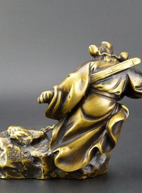 黄铜钟馗摆件纯铜天师仿古古玩铜器工艺品家居客厅办公室桌面摆设