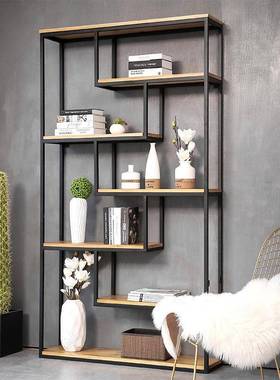 铁艺书架置物柜客厅隔断简约落地多层储物架办公室创意收纳展示架