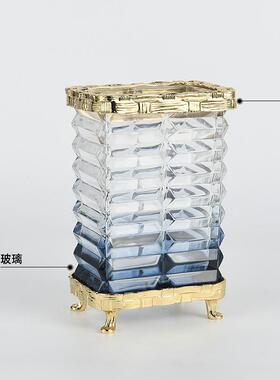 高档水晶玻璃渐变透明小花瓶高级感摆件轻奢客厅插花古法琉璃水养