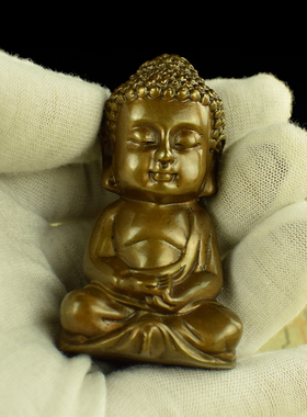 黄铜紫铜全新中式实心可爱宝宝佛人物桌面小摆件茶台茶宠工艺品