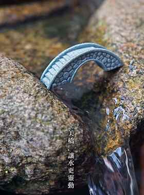 仿真小石桥小船摆件假山流水盆景园艺花卉景观造景迷你桥装饰摆设