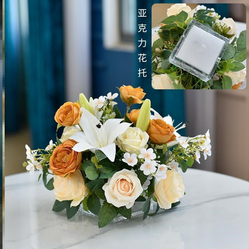 酒店大圆桌转盘中间装饰花艺餐厅饭店包厢桌面摆件餐桌花摆花假花,淘宝优惠券,粉丝福利购,淘宝优惠卷