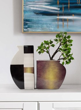 【清仓】新中式陶瓷花瓶软装摆件茶室将军罐会所家居装饰品艺术品