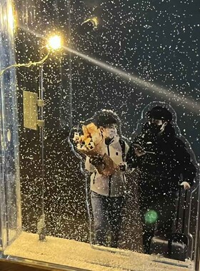 氛围感下雪夜路灯流沙亚克力流麻手工DIY小夜灯材料包摆件送女友