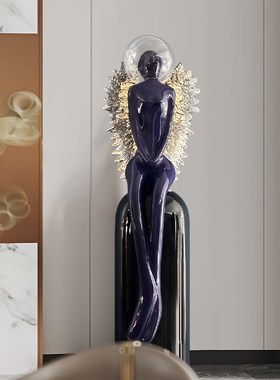 现代简约抽象人物雕塑酒店大堂售楼处样板间客厅落地装饰品摆件