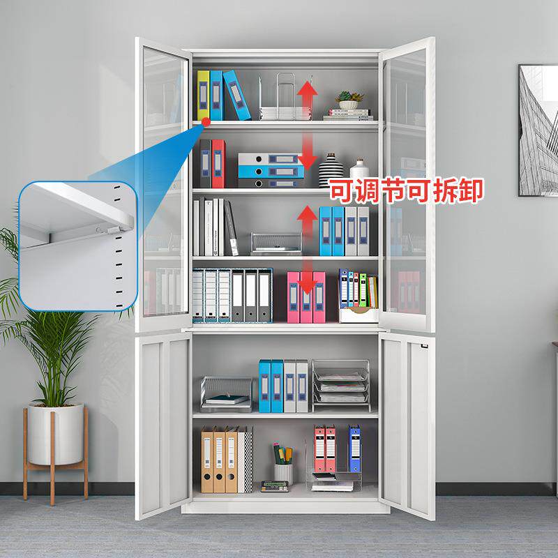 办公室钢制文件柜铁皮柜档案柜密码锁玻璃门财务凭证柜储物柜2米 - 图2