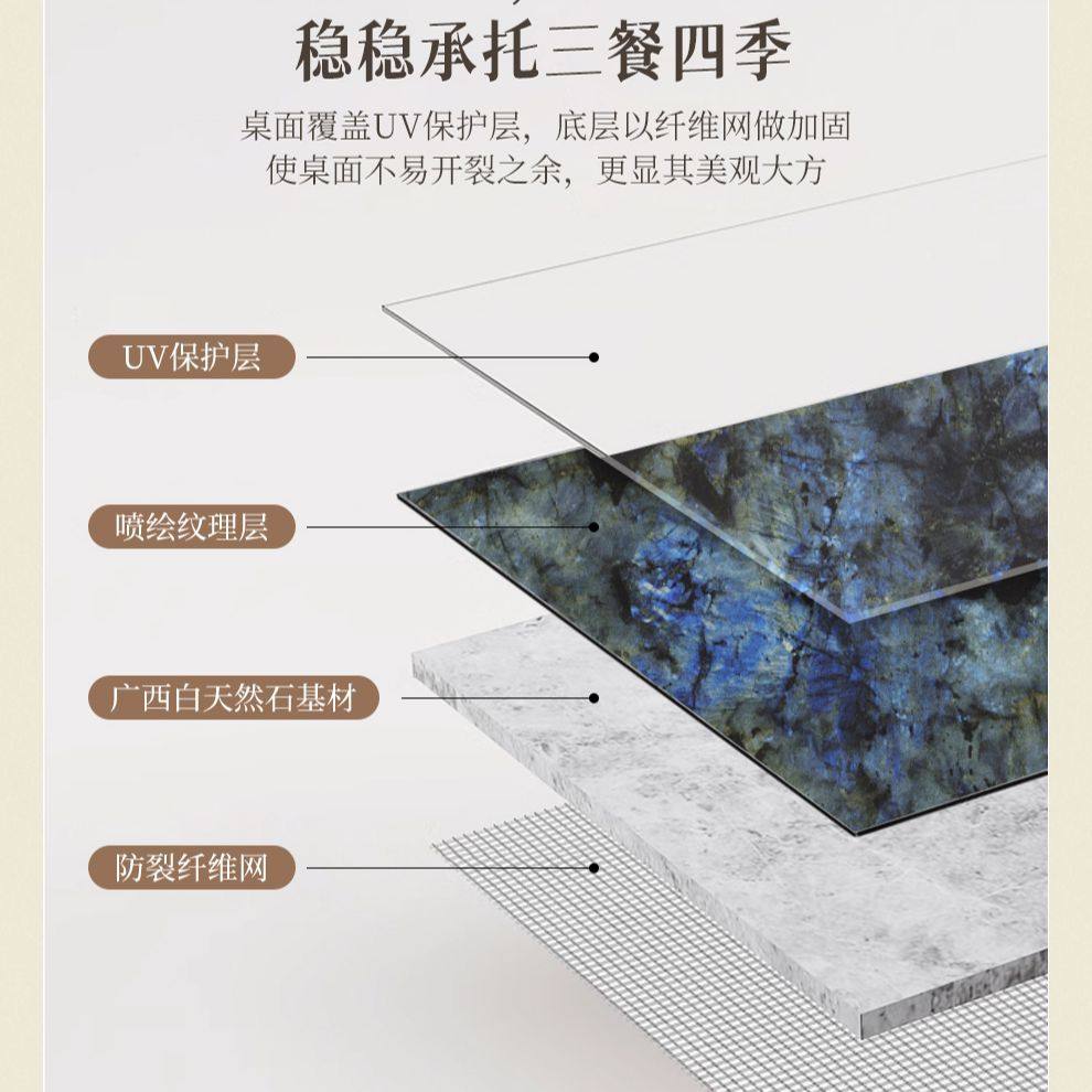 凯汀堡高级新款超晶石餐桌现代简约家用轻奢长方形客厅奢石饭桌,淘宝优惠券,粉丝福利购,淘宝优惠卷