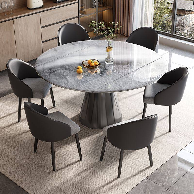 丰舍大理石餐桌椅组合意式可伸缩小户型家用轻奢圆形高级感圆桌,淘宝优惠券,粉丝福利购,淘宝优惠卷