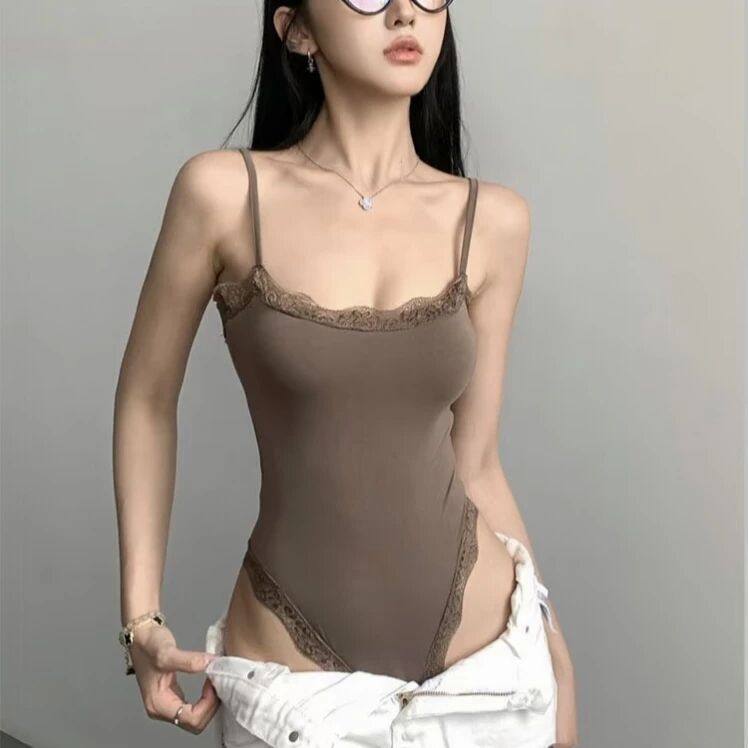 （现货）美式同款纯欲风辣妹性感修身吊带连体衣女蕾丝拼接打底衫,淘宝优惠券,粉丝福利购,淘宝优惠卷