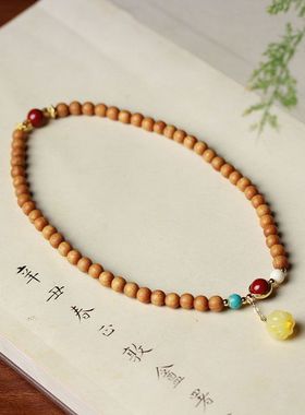 陈化料崖柏手串女文玩佛珠双圈手链创意木质念珠手饰檀木文艺饰品