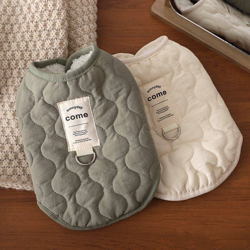 秋冬款网红猫咪小中型犬泰迪狗狗衣服加绒带牵引扣背心防掉毛保暖,淘宝优惠券,粉丝福利购,淘宝优惠卷