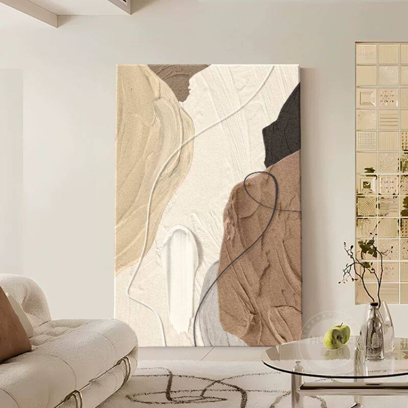 奶油风客厅装饰画高级感抽象沙发背景墙挂画简约肌理走廊过道壁画,淘宝优惠券,粉丝福利购,淘宝优惠卷
