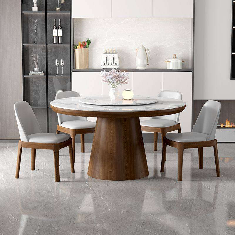 岩板原木餐桌椅组合轻奢现代简约吃饭桌实木家用小户型带转盘圆桌,淘宝优惠券,粉丝福利购,淘宝优惠卷