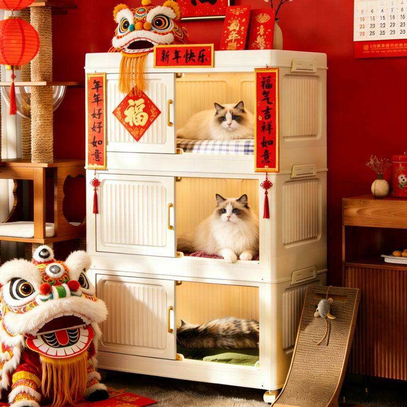 猫窝收纳柜折叠多层猫别墅家用零食储物柜可移动收纳箱大容量柜子,淘宝优惠券,粉丝福利购,淘宝优惠卷