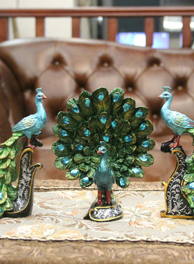 创意小礼物家居饰品泰国工艺品小孔雀开屏摆件客厅酒柜装饰品摆设