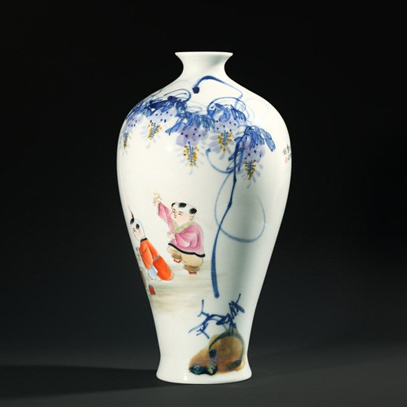 中号台面花瓶青花斗彩瓷器礼品中式家居玄关摆件适用多场景 适用,淘宝优惠券,粉丝福利购,淘宝优惠卷