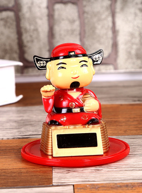 太阳能点头娃娃爷室内桌面摆件招手车载饰品摆件