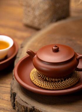 A524手工手拉壶承原矿朱泥干泡台茶壶托盘底座紫砂壶壶垫壶托养