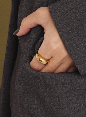 eManco钛钢戒指不掉色指环简约时尚个性欧美真空电镀金色女士手饰