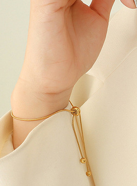 eManco韩版钛钢真空电镀不掉色简约圆蛇骨手链简约ins风可调手链