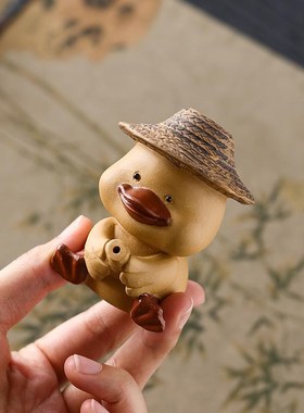 可爱小鸭子装饰摆件假山流水鱼缸C造景花园盆栽景观茶几茶室办公