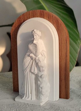 中古风实木书挡个性创意人像书立C民宿卧室玄关书柜桌面法式摆件