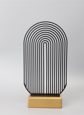 现代简约金属黑色屏风摆件样板房售楼部卧室书房客厅桌面玄关饰品