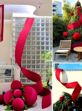 新年造型绒布条元旦m春节日橱窗摆件网红装饰店铺打卡陈列造景布