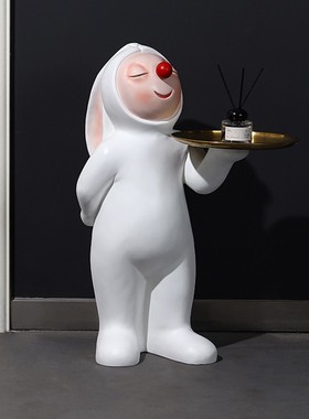 创意人偶兔娃娃大型落地摆件 客厅家居乔迁新居S礼物软装饰品摆设