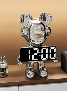 时钟摆件暴力熊轻奢摆饰客厅x桌面办公室电视柜装饰高级家居装饰